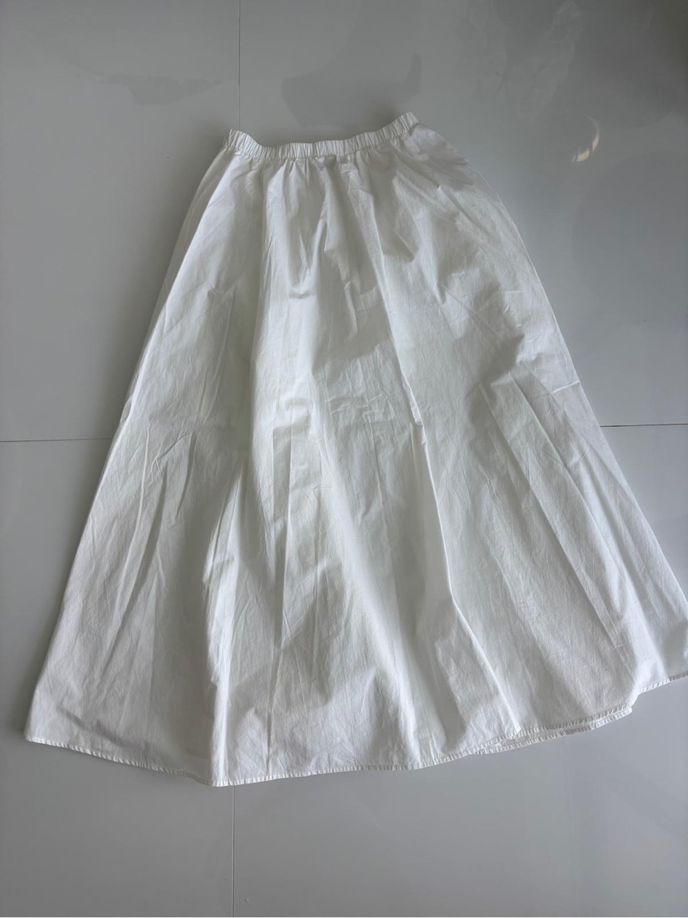 NA-KD White Cotton A-Line Midi Skirt